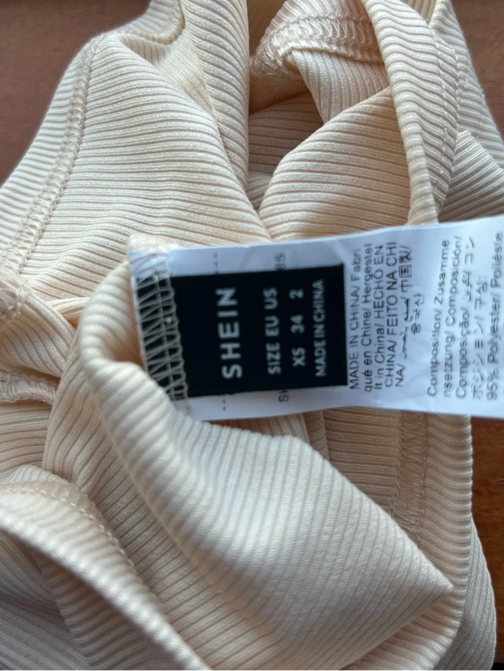 SHEIN Cream Ribbed Camisole with Black Trim - Picture 2 of 2